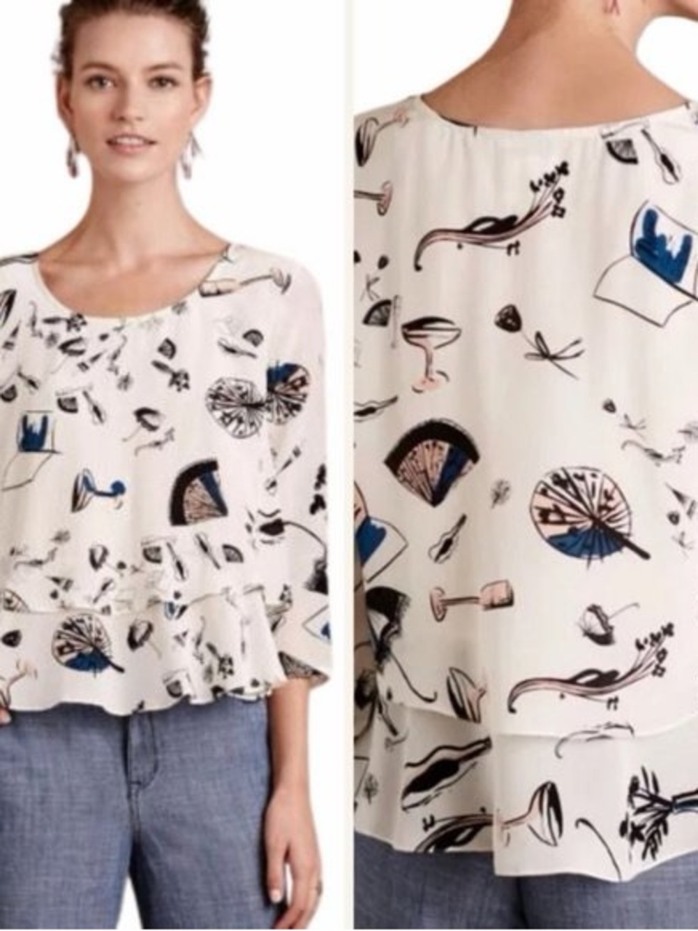 Maeve Anthropologie On The Town Silk Blouse